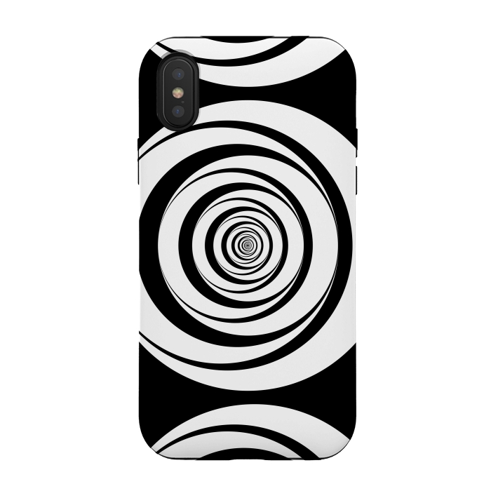 iPhone Xs / X StrongFit Concentric Circles Pop-Art Black White 2 by Andrea Haase