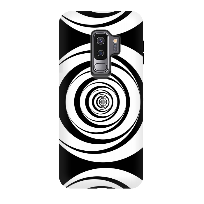 Galaxy S9 plus StrongFit Concentric Circles Pop-Art Black White 2 by Andrea Haase