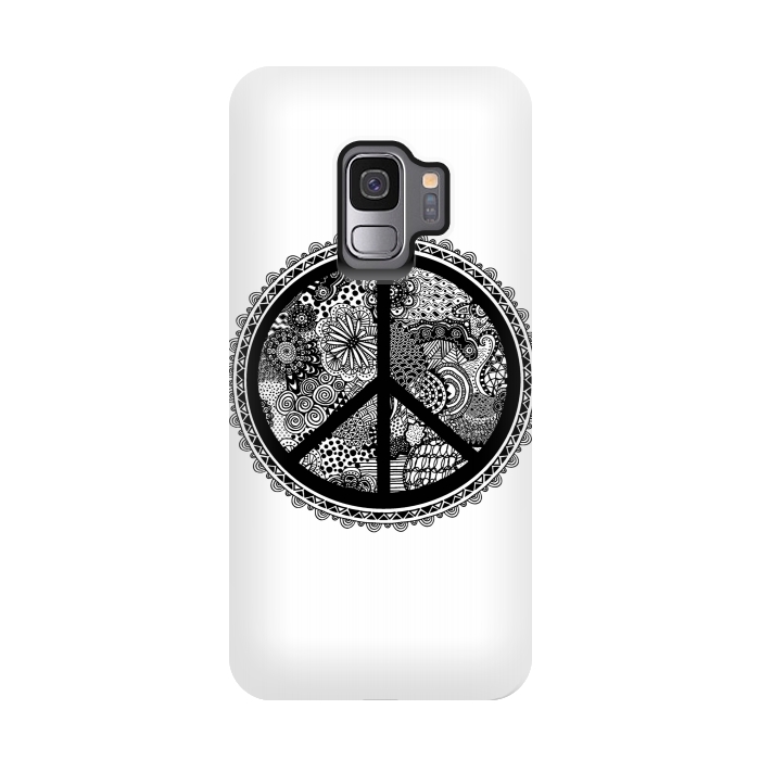 Galaxy S9 StrongFit Zen Doodle Peace Symbol by Andrea Haase