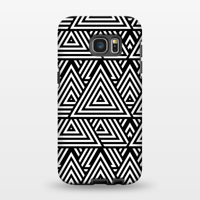 Galaxy S7 EDGE StrongFit Black White Triangle Pattern by Andrea Haase