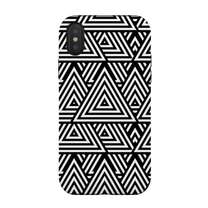 iPhone Xs / X StrongFit Black White Triangle Pattern by Andrea Haase