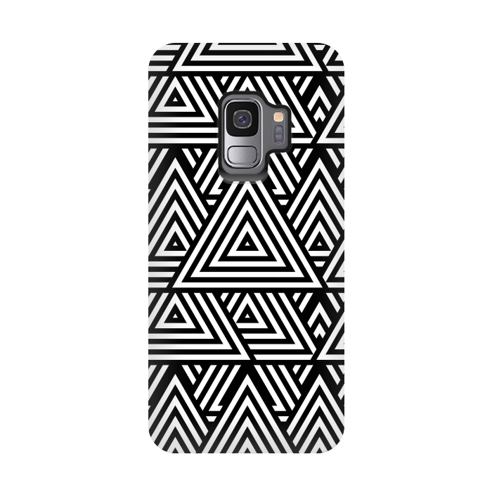 Galaxy S9 StrongFit Black White Triangle Pattern by Andrea Haase