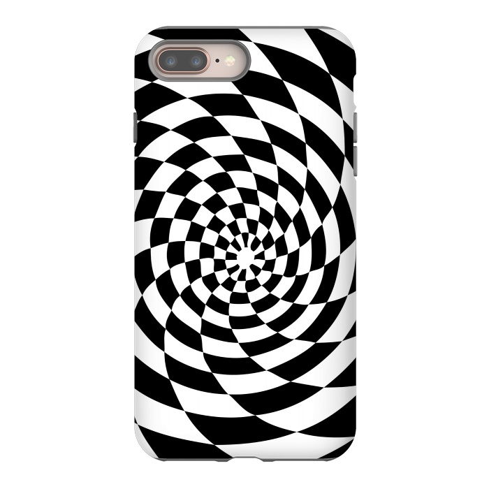 iPhone 7 plus StrongFit Checker Spiral Black And White by Andrea Haase