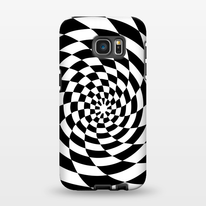 Galaxy S7 EDGE StrongFit Checker Spiral Black And White by Andrea Haase