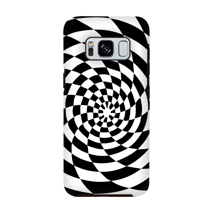 Galaxy S8 StrongFit Checker Spiral Black And White by Andrea Haase
