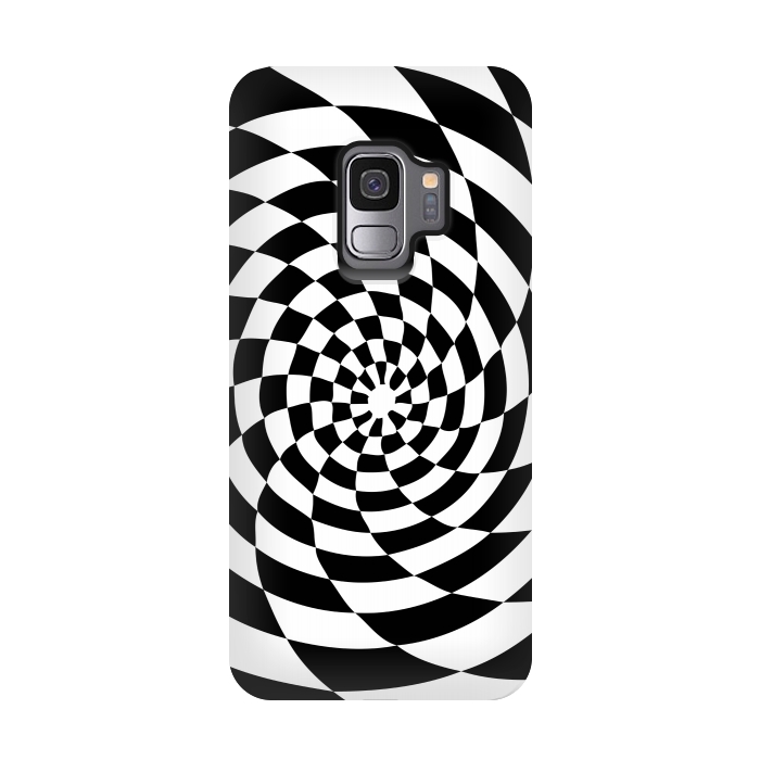Galaxy S9 StrongFit Checker Spiral Black And White by Andrea Haase