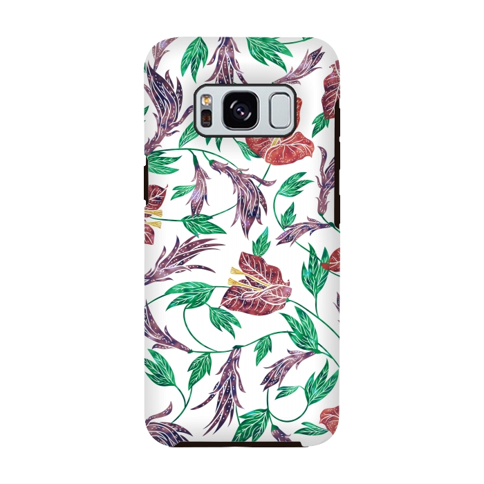 Galaxy S8 StrongFit Tropical Flowers Pattern by Dushan Medich
