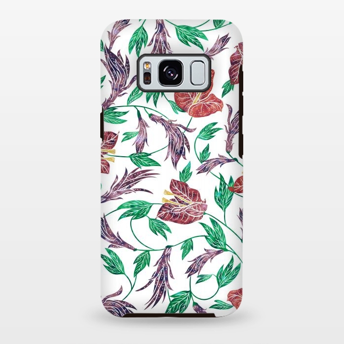 Galaxy S8 plus StrongFit Tropical Flowers Pattern by Dushan Medich