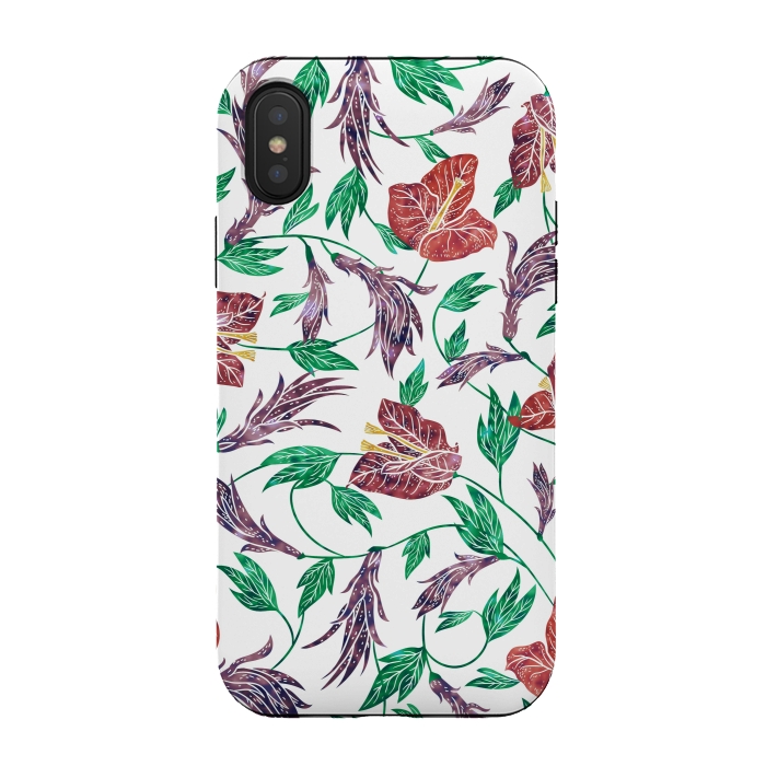 iPhone Xs / X StrongFit Tropical Flowers Pattern by Dushan Medich