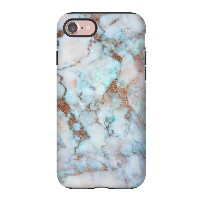 iPhone 7 StrongFit White & Gold Faux Marble by Dushan Medich