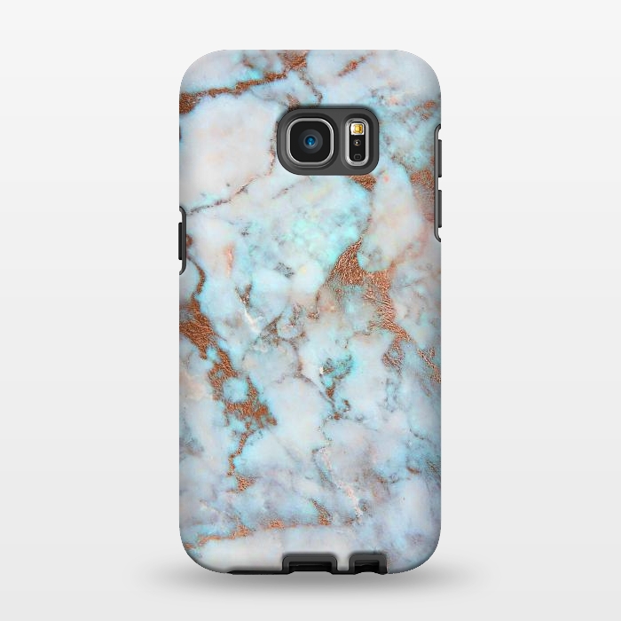Galaxy S7 EDGE StrongFit White & Gold Faux Marble by Dushan Medich