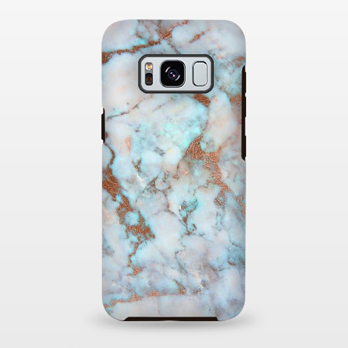 Galaxy S8 plus StrongFit White & Gold Faux Marble by Dushan Medich