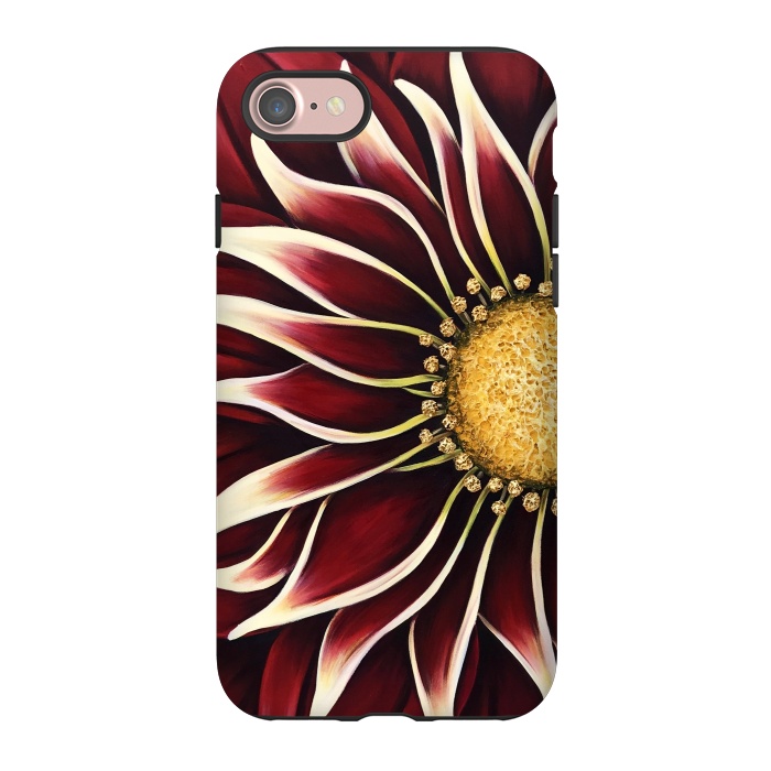 iPhone 7 StrongFit Crimson Zinnia by Denise Cassidy Wood