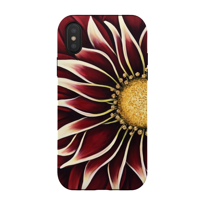 iPhone Xs / X StrongFit Crimson Zinnia by Denise Cassidy Wood