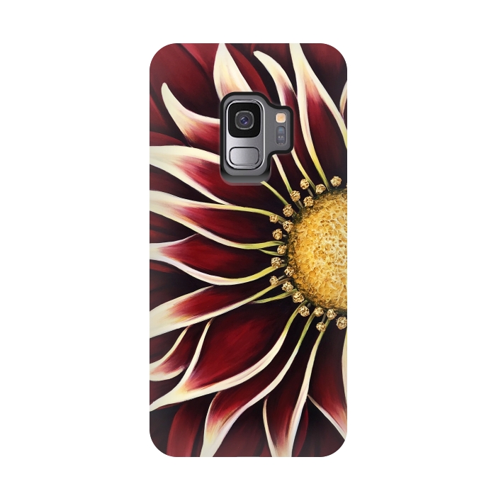 Galaxy S9 StrongFit Crimson Zinnia by Denise Cassidy Wood