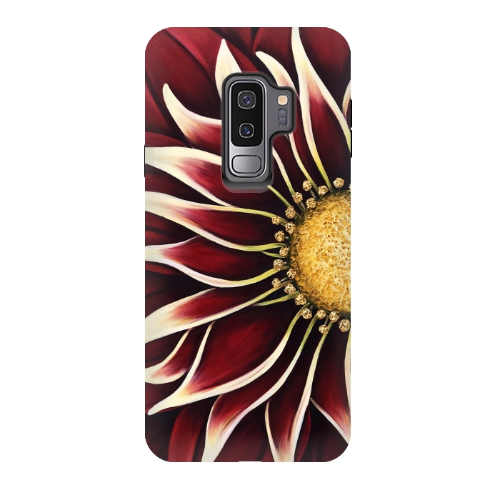 Galaxy S9 plus StrongFit Crimson Zinnia by Denise Cassidy Wood