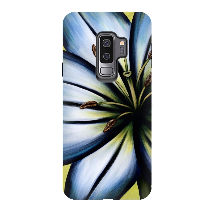 Galaxy S9 plus StrongFit Blue Lily by Denise Cassidy Wood