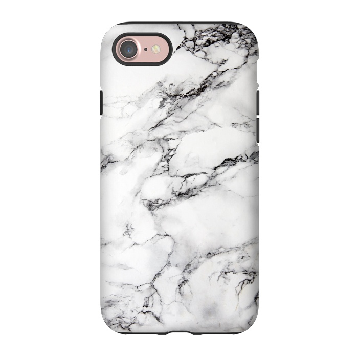 iPhone 7 StrongFit White Marble Stone Print by Dushan Medich
