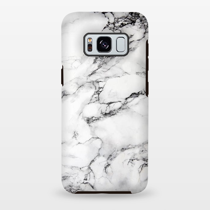 Galaxy S8 plus StrongFit White Marble Stone Print by Dushan Medich