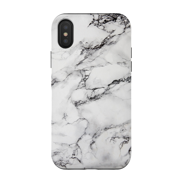 iPhone Xs / X StrongFit White Marble Stone Print by Dushan Medich