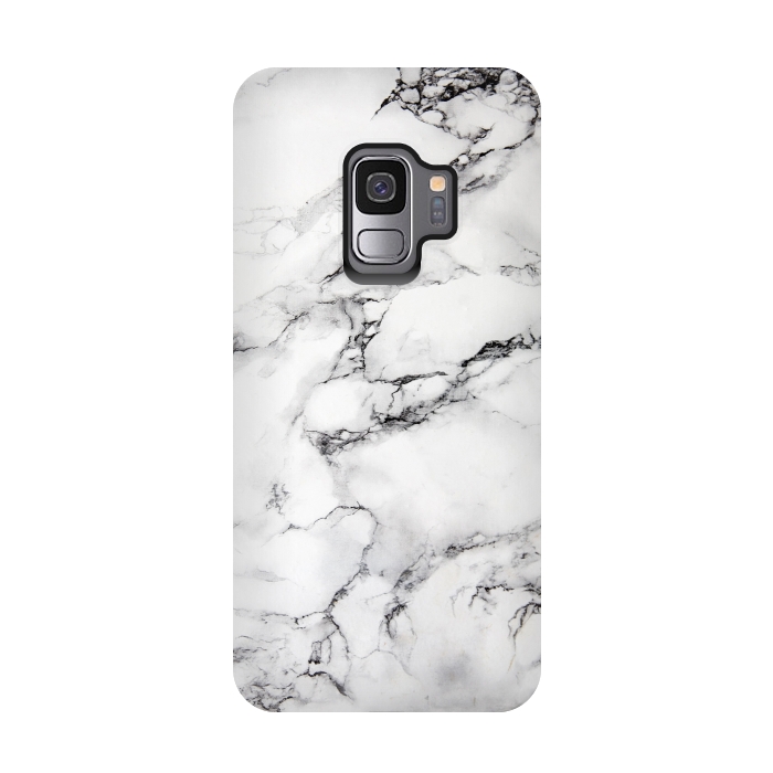Galaxy S9 StrongFit White Marble Stone Print by Dushan Medich