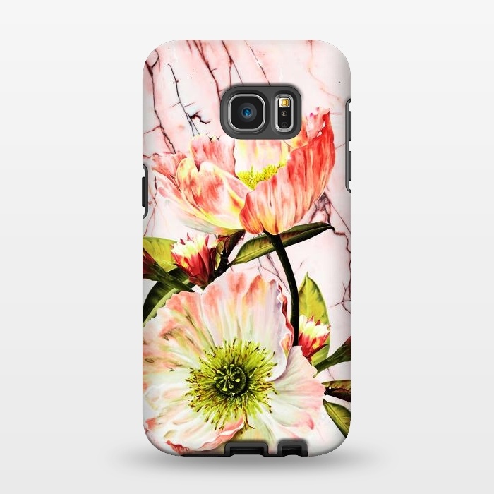 Galaxy S7 EDGE StrongFit Flowering on pink marble by Mmartabc