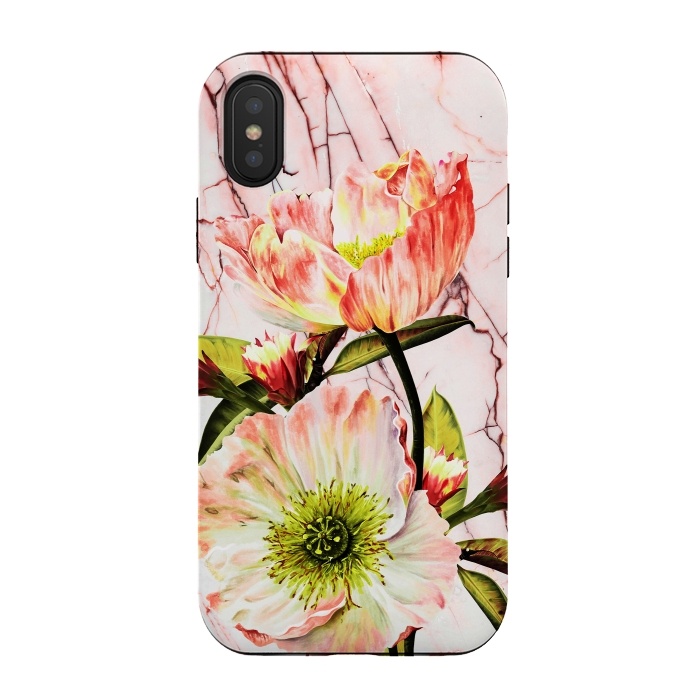 iPhone Xs / X StrongFit Flowering on pink marble by Mmartabc