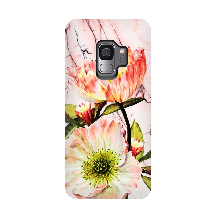 Galaxy S9 StrongFit Flowering on pink marble by Mmartabc