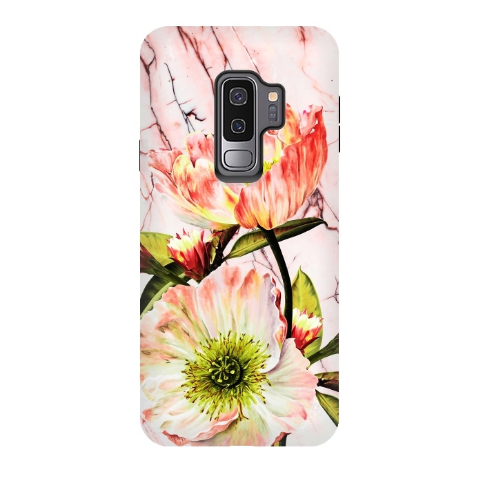 Galaxy S9 plus StrongFit Flowering on pink marble by Mmartabc