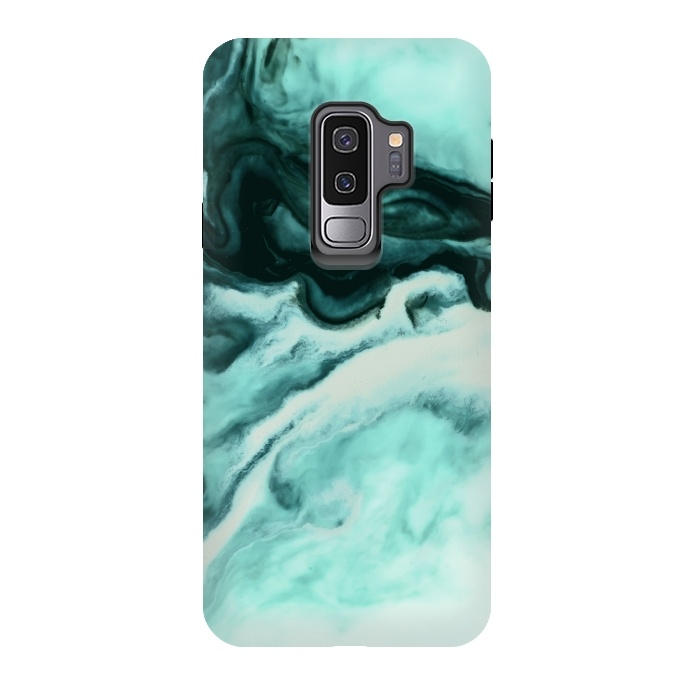 Galaxy S9 plus StrongFit Abstract marbling mint by Mmartabc