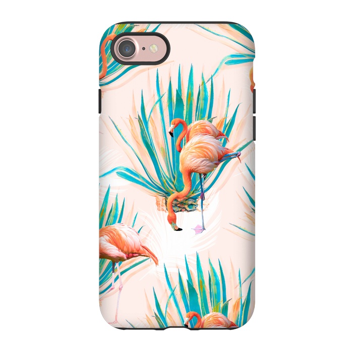 iPhone 7 StrongFit Anaglyph Flamingos with cactus by Mmartabc