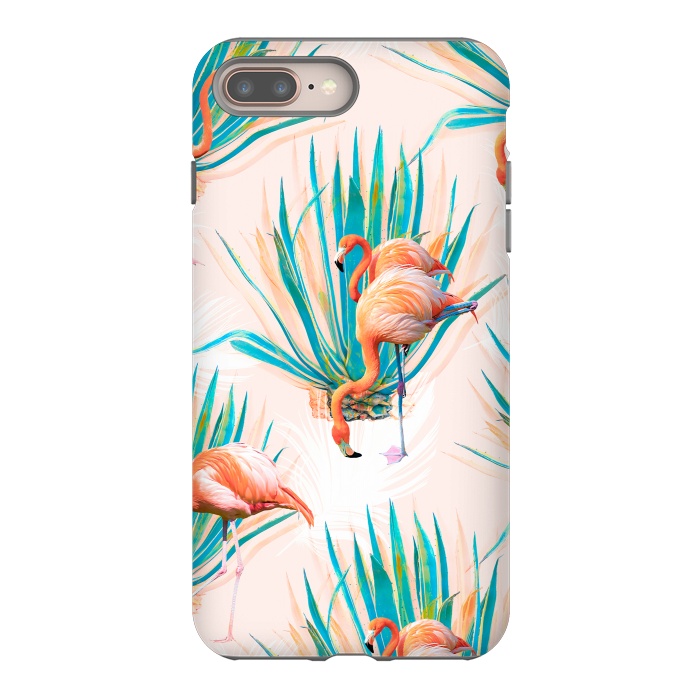iPhone 7 plus StrongFit Anaglyph Flamingos with cactus by Mmartabc