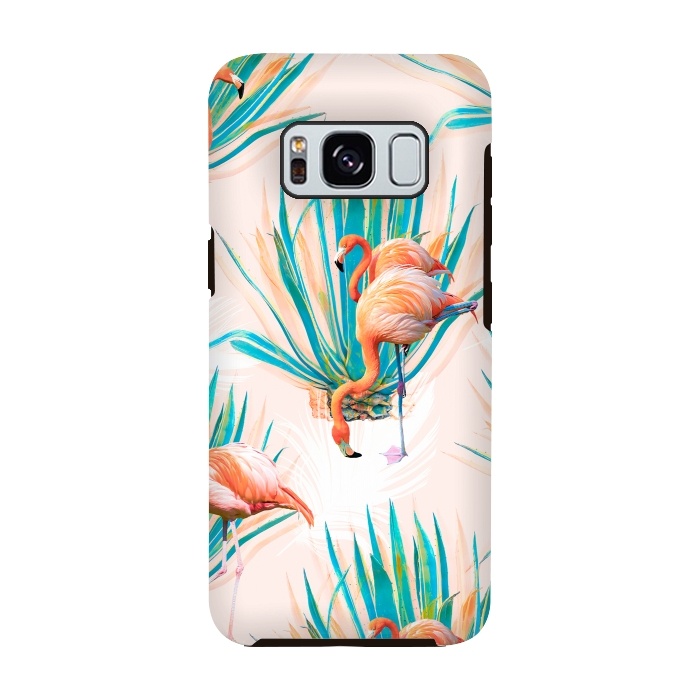 Galaxy S8 StrongFit Anaglyph Flamingos with cactus by Mmartabc