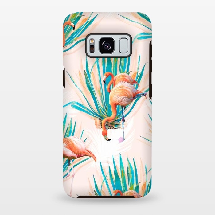 Galaxy S8 plus StrongFit Anaglyph Flamingos with cactus by Mmartabc