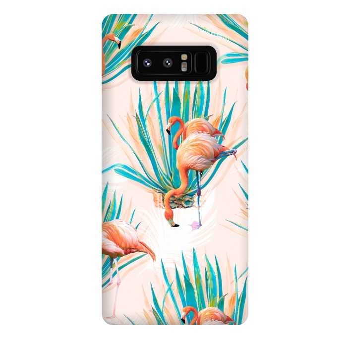 Galaxy Note 8 StrongFit Anaglyph Flamingos with cactus by Mmartabc