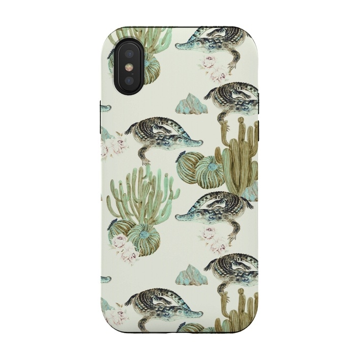 iPhone Xs / X StrongFit Crocodile pattern on the cactus by Mmartabc