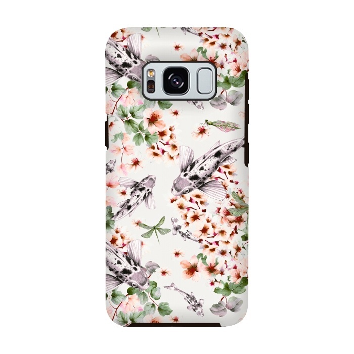 Galaxy S8 StrongFit Asian pattern fish bloom by Mmartabc
