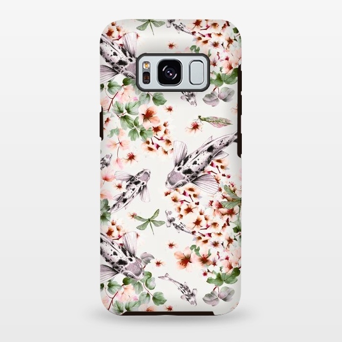 Galaxy S8 plus StrongFit Asian pattern fish bloom by Mmartabc