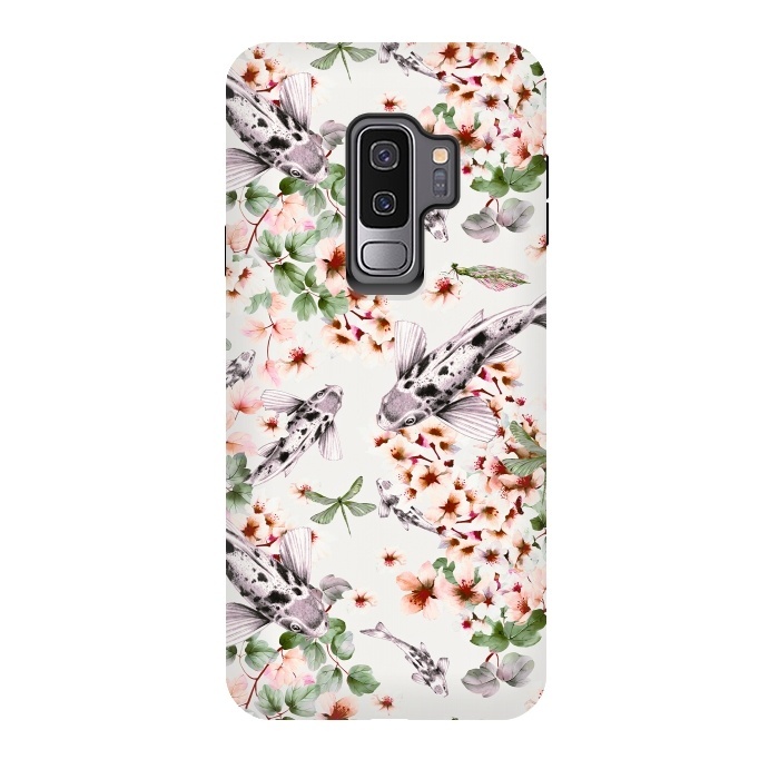 Galaxy S9 plus StrongFit Asian pattern fish bloom by Mmartabc