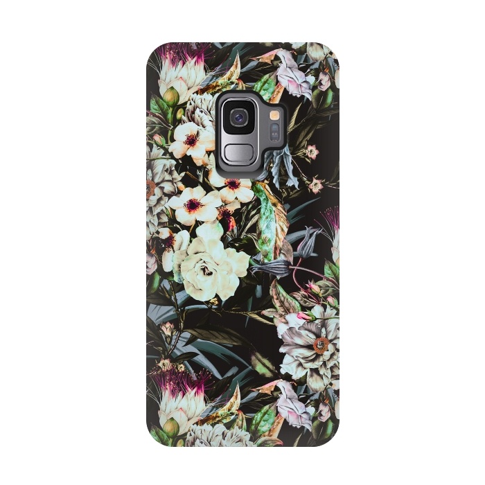 Galaxy S9 StrongFit Dark flowery colorful bouquet by Mmartabc