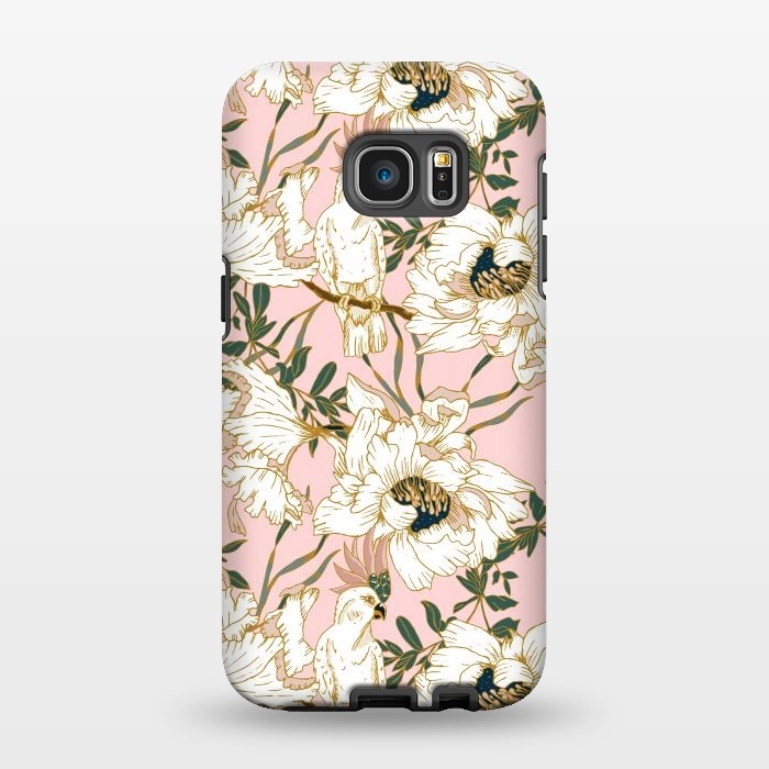 Galaxy S7 EDGE StrongFit Exotic birds on flowers by Mmartabc
