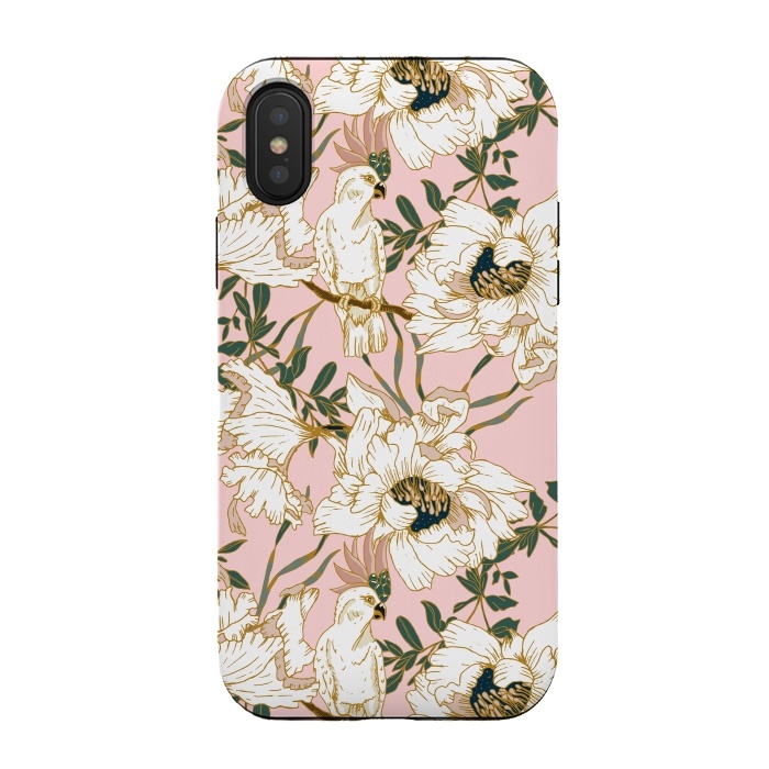 iPhone Xs / X StrongFit Exotic birds on flowers by Mmartabc
