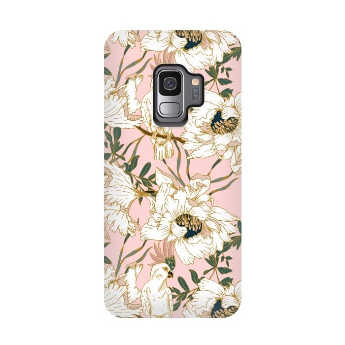 Galaxy S9 StrongFit Exotic birds on flowers by Mmartabc