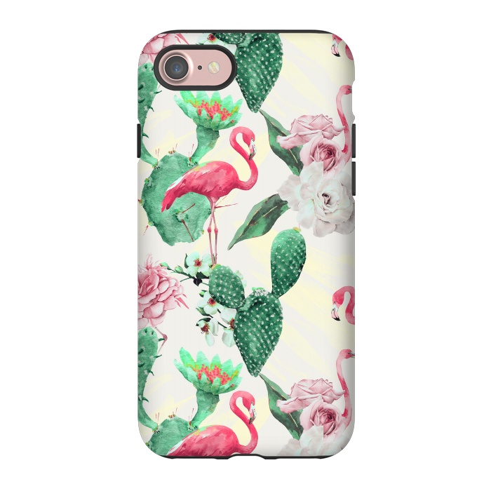 iPhone 7 StrongFit Flamingos, geometric and flowers by Mmartabc