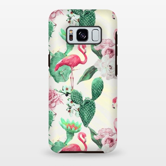 Galaxy S8 plus StrongFit Flamingos, geometric and flowers by Mmartabc