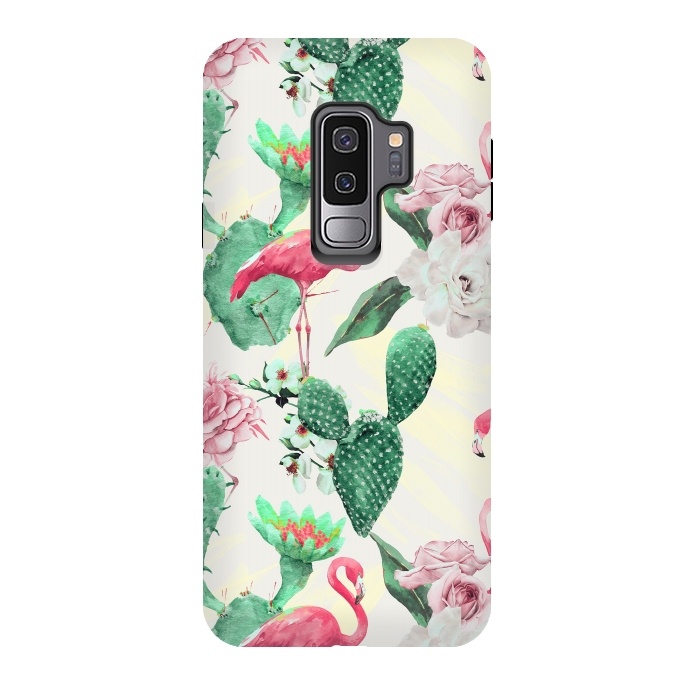 Galaxy S9 plus StrongFit Flamingos, geometric and flowers by Mmartabc