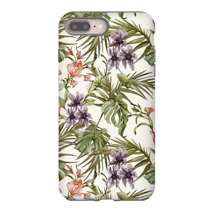 iPhone 7 plus StrongFit Watercolor tropical foliage by Mmartabc