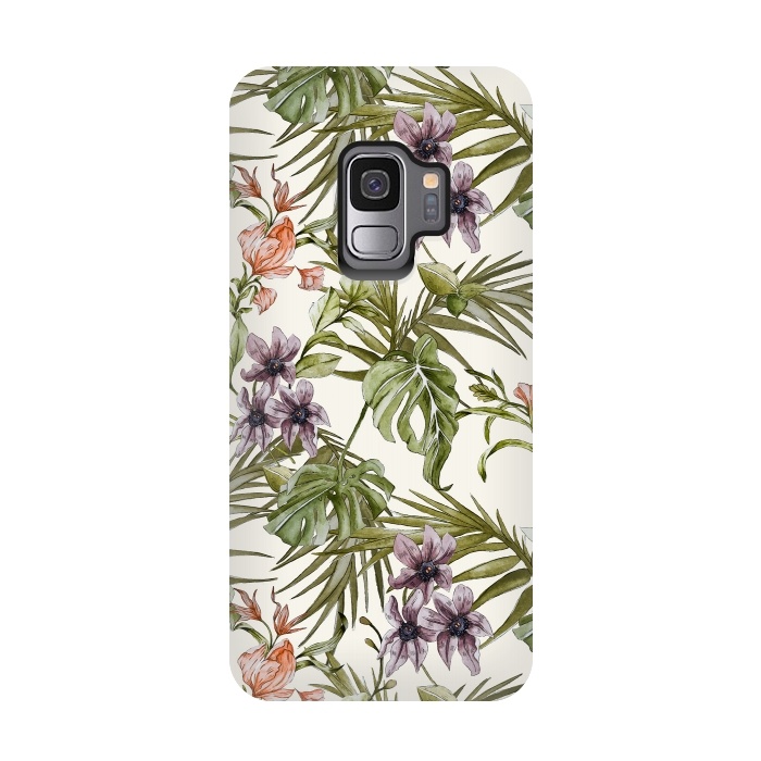 Galaxy S9 StrongFit Watercolor tropical foliage by Mmartabc