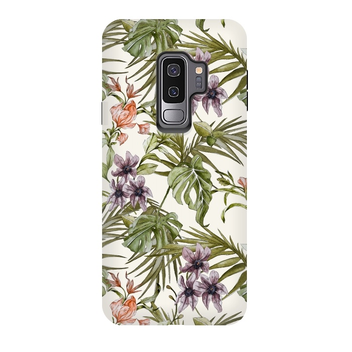 Galaxy S9 plus StrongFit Watercolor tropical foliage by Mmartabc