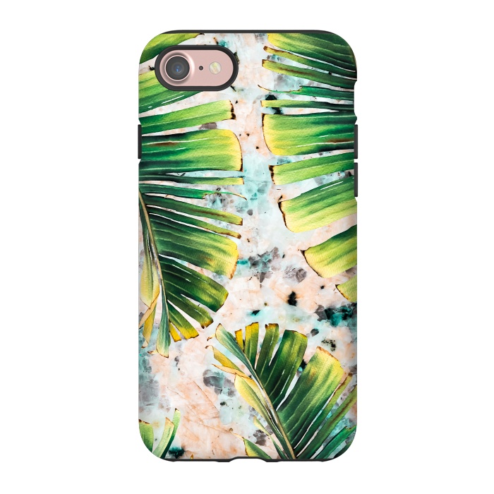 iPhone 7 StrongFit Palm leaf on marble 01 by Mmartabc
